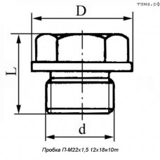 Пробка П-М22х1,5 12х18н10т